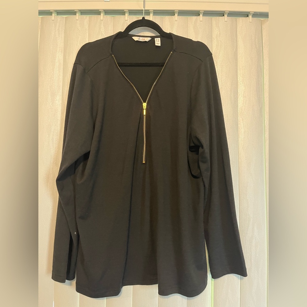Black Zip-Up Long Sleeve Top